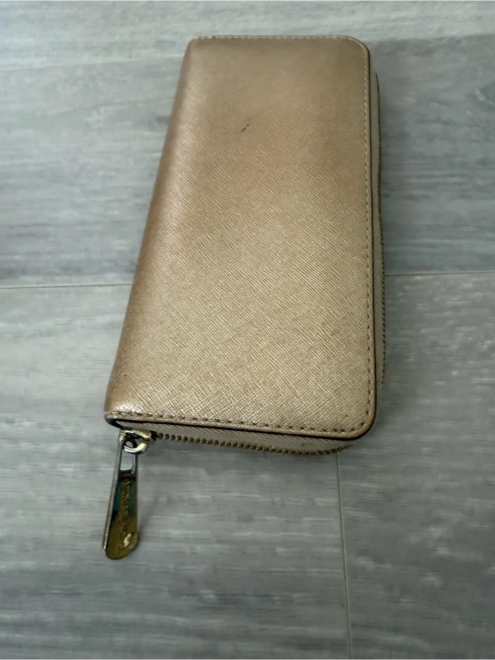 Michael Kors Metallic Champagne Zip-Around Continental Wallet